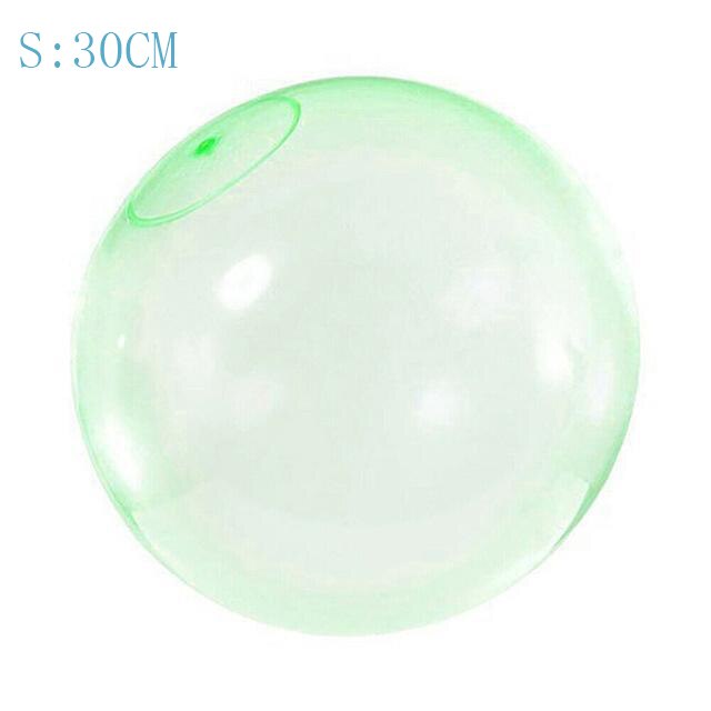 TPR Children&#39;s Toy Bouncy Transparent Bubble Ball Inflatable Water Injection Big Ball Swimming Pool Beach Outdoor Toy: Green  30CM  S