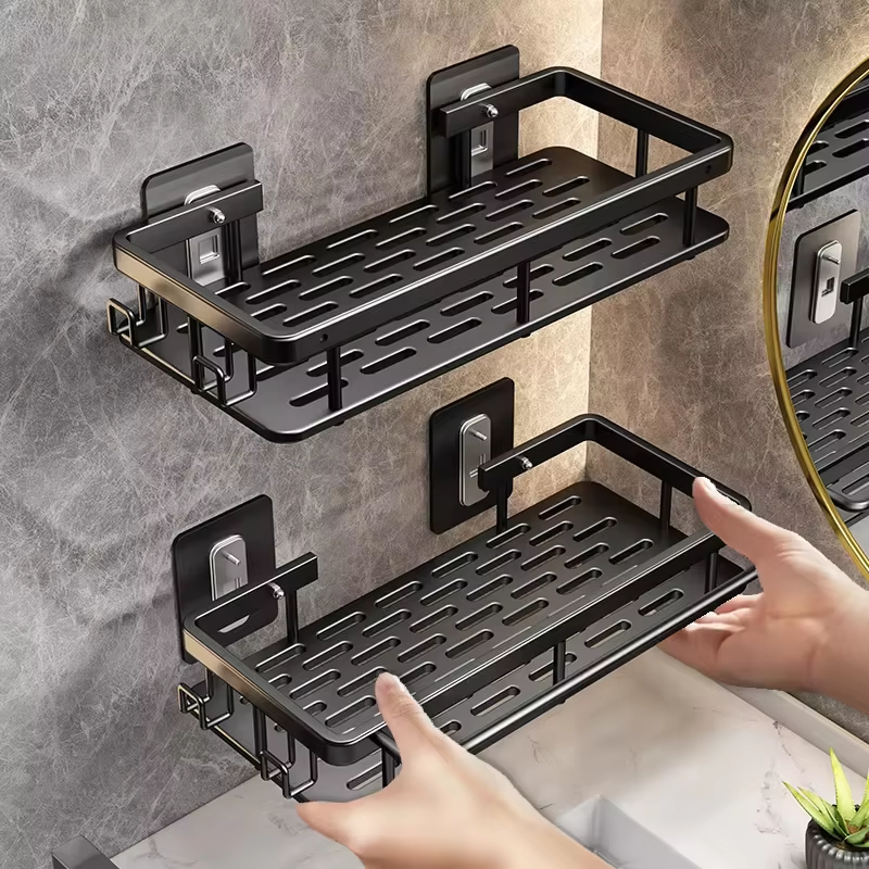 Driepotige rek aan de muur hangende hoek rechthoekige beugel aan de muur gemonteerde douche-shampoo rek badkamerrek handdoekenrek beugel