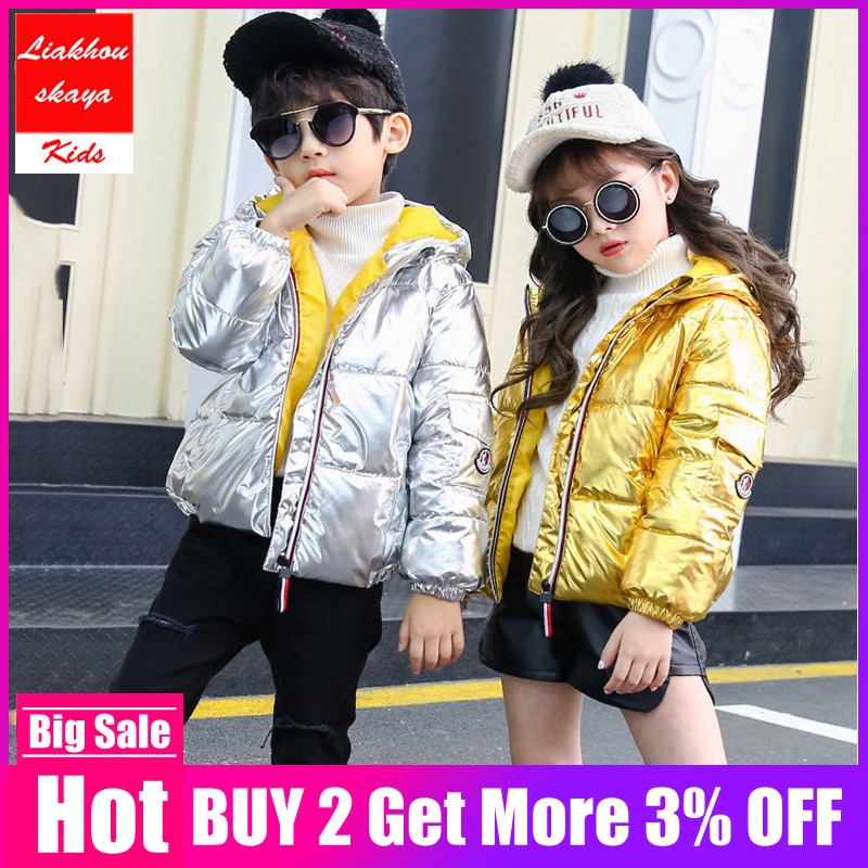 Kinderen Winter Down Jassen Voor Meisjes Kinderen Meisje Zilver Goud Jongens Casual Hooded Bovenkleding & Jas Tiener Parka Kids kleding