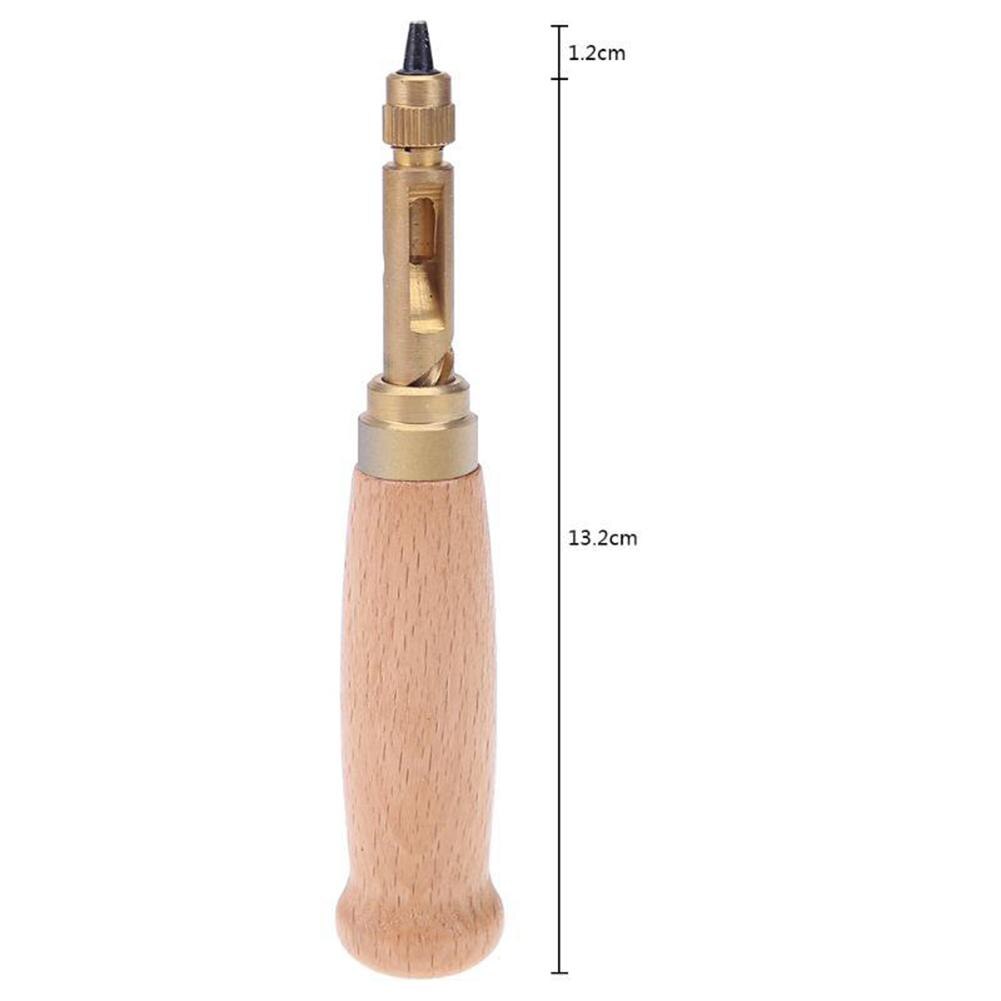 Adjustable Japanese Screw Hole Punch Bookbinding Tool,Paper Punch,Craft Punches,6 Tip Sizes 1.5,2,2.5,3,3.5,4mm,Wood Handle