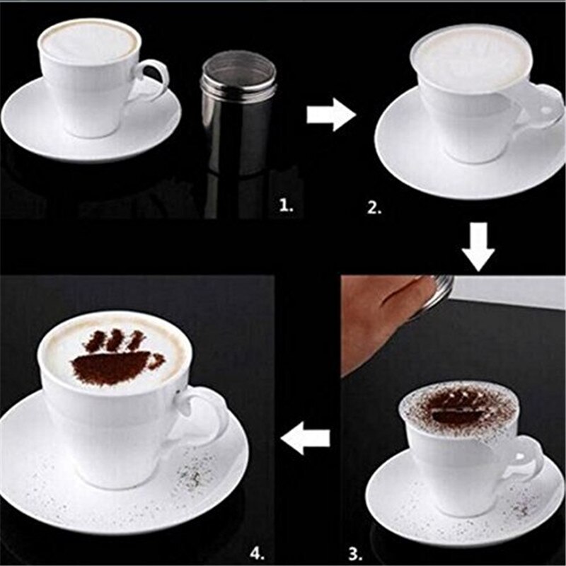 16 Pcs Coffee Cappuccino Art Stencils DIY Coffee Stencils Cake Duster Templates Coffee Tools Flowers Pad Duster Coffee Decor