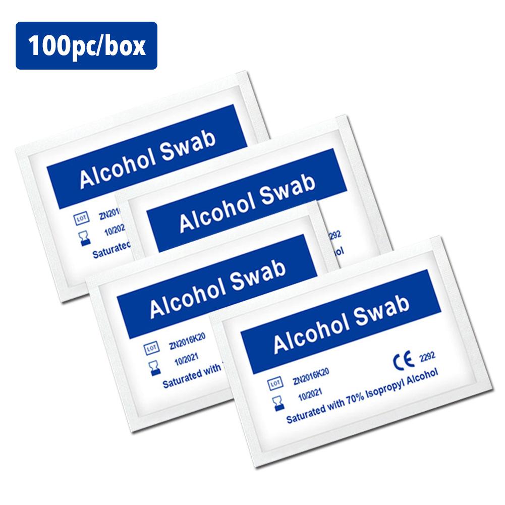 100pcs Alcohol Prep Swap Pad Wet Wipe For Antiseptic Skin Cleaning Care Jewelry Mobile Phone Glasses Clean Tool Alcohol Pads