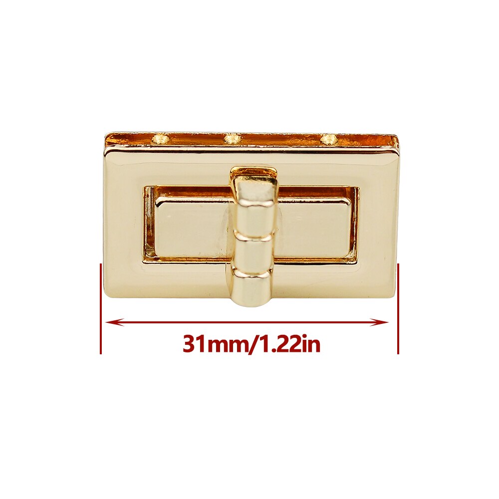 Duurzame Gesp Rechthoek Twist Lock Hardware Voor Tas Vorm Handtas Diy Turn Lock Bag Gesp Portemonnee Accessoires: 3.1CM lightgold