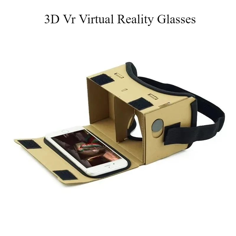 1pc google cardboard 3d vr virtual reality-brillen voor android of telefoon vr-model doe-het-zelf: transformeer je apparaat in een groot scherm