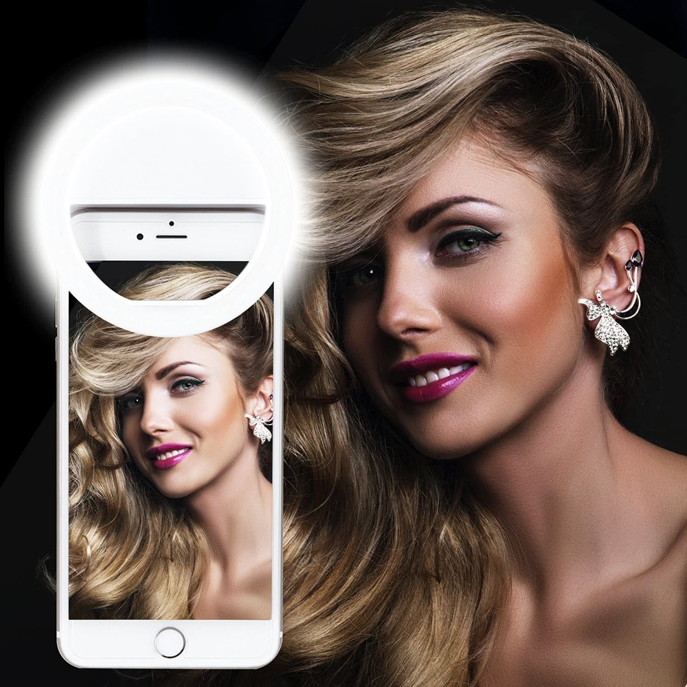 Portable Led Selfie Ring Light Universal Mobile Phone Clip Ring Lamp Flash Lens Beauty Phone Holder Fill Lamp Women Selfie Light