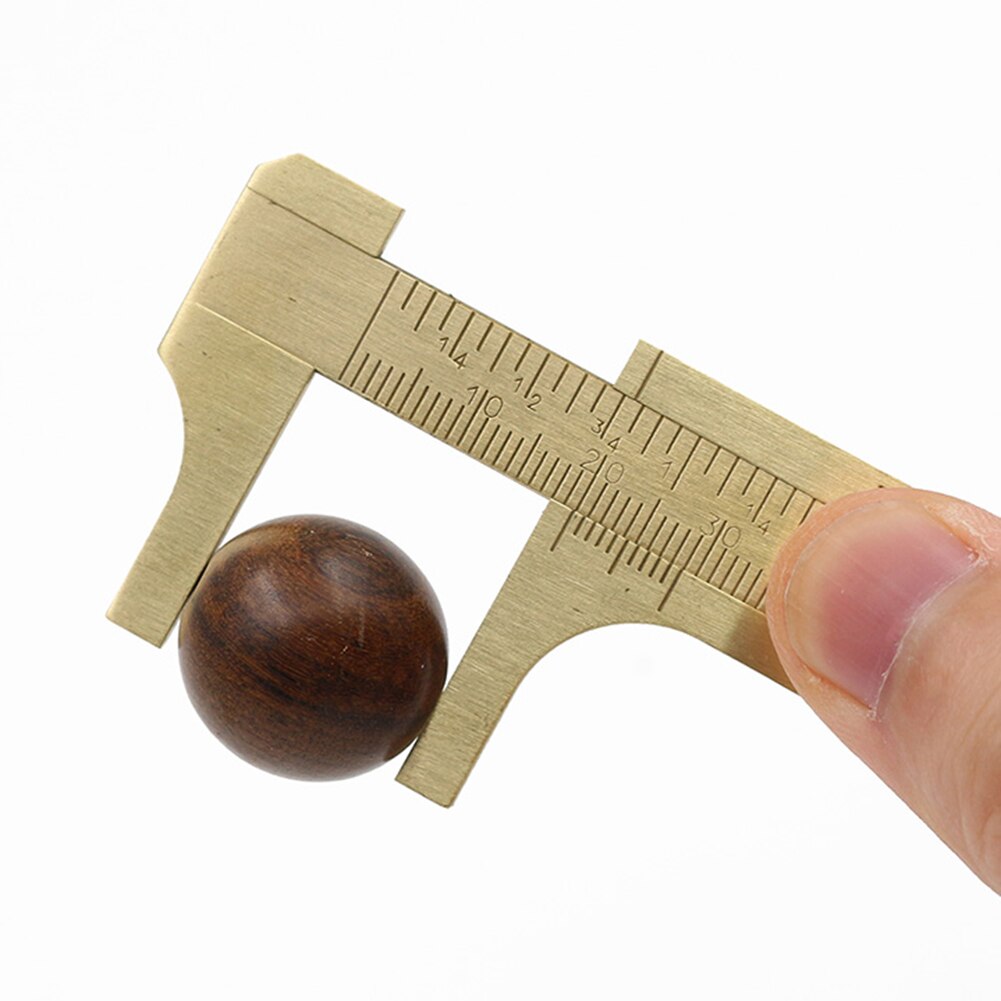 Brass Vernier Calipers Mini Dual-Scale Sliding Gauge Pocket Portable Ruler Portable Double Scale Woodworking Tool