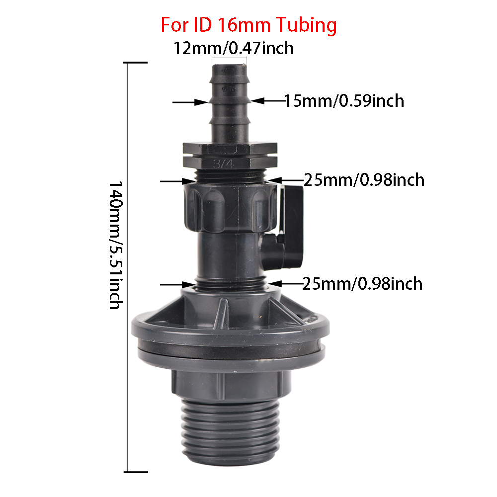 1/2 3/4 Zoll PVC Zapfen Regenfass Wasserhahn Ventil Bausatz mit Schottverschraubung und Schlauchadapter, für Aquarien, Wassertanks, Schwimmbecken