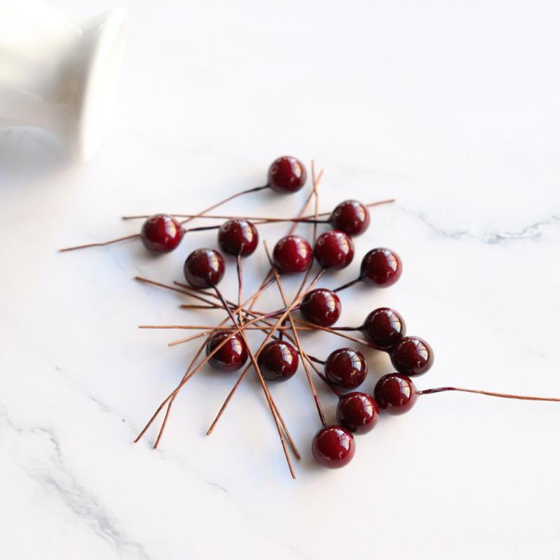 100Pcs/lot Artificial Berry Vivid Red Holly Berry Berries Home Garland Simulation Plant Wedding Garden Decor Artificial Fruits: 07 100pcs