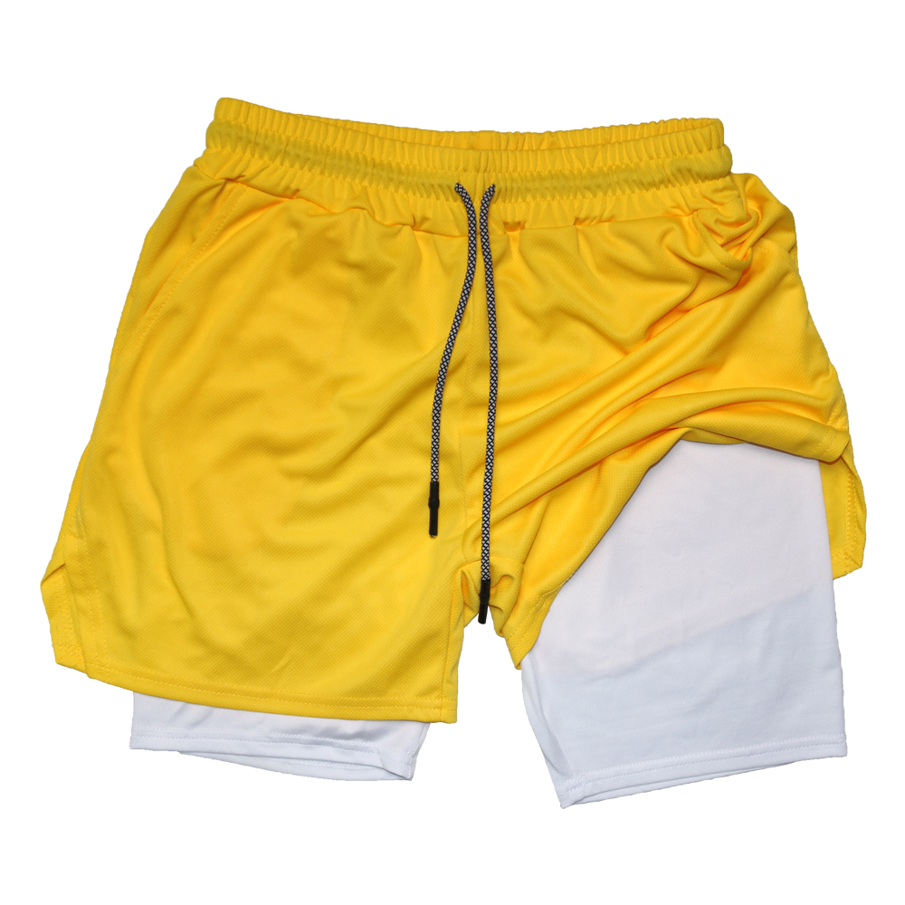 Short de Fitness Double couche pour hommes, short de sport 2 en 1, séchage rapide, entraînement, Jogging, Double pont, été: XXL / Gris foncé