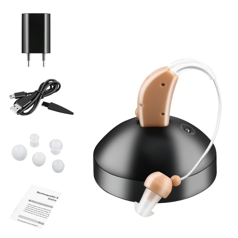 Oplaadbare Oor Gehoorapparaat Mini Apparaat Oor Versterker Digitale Hoortoestellen Achter Het Oor Voor Dove Ouderen Acustico Eu plug: EU Plug