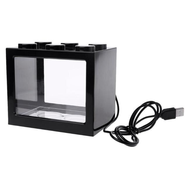 Usb Mini Aquarium Met Led Lamp Woondecoratie Aquarium Aquarium Mini Aquarium Huis: Black