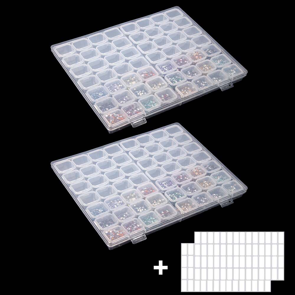 Diamond Nail Art Embroidery Tools Accessories Transparent Plastic Storage Box Diamond Painting Stone Mosaic Container Suitcase: 56 white 2pcs