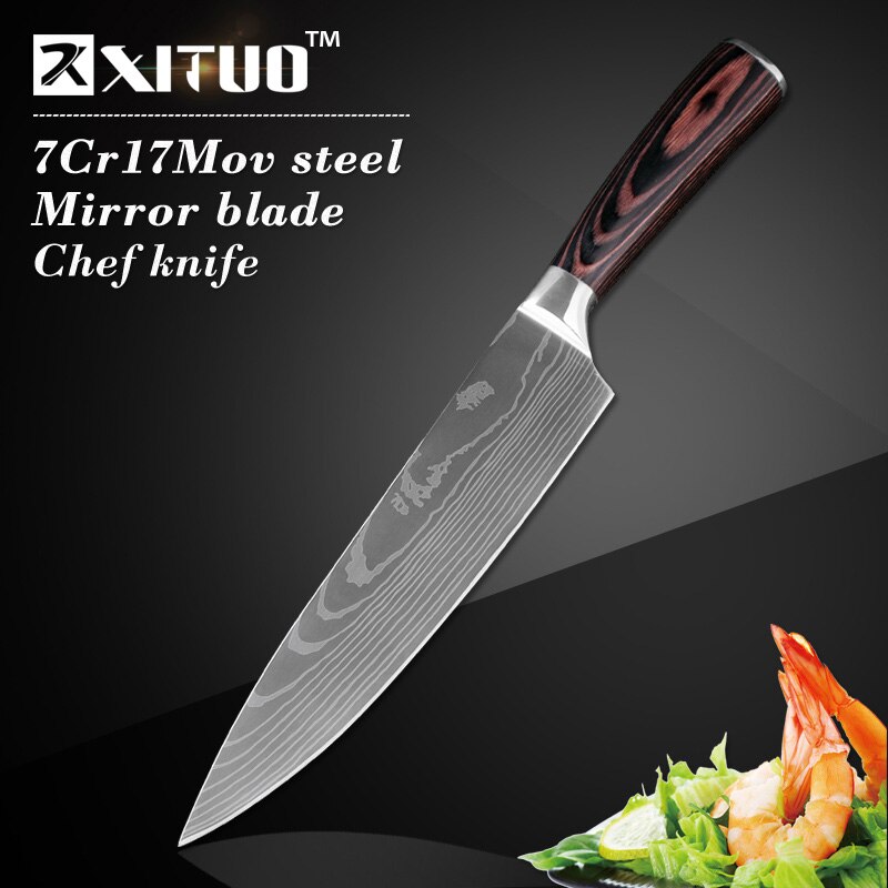 XITUO Kitchen Knife Japanese Paring Utility Santoku Chef Slicing Bread Stainless Steel Anti-stick Knives Kitchen Tool Accessorie