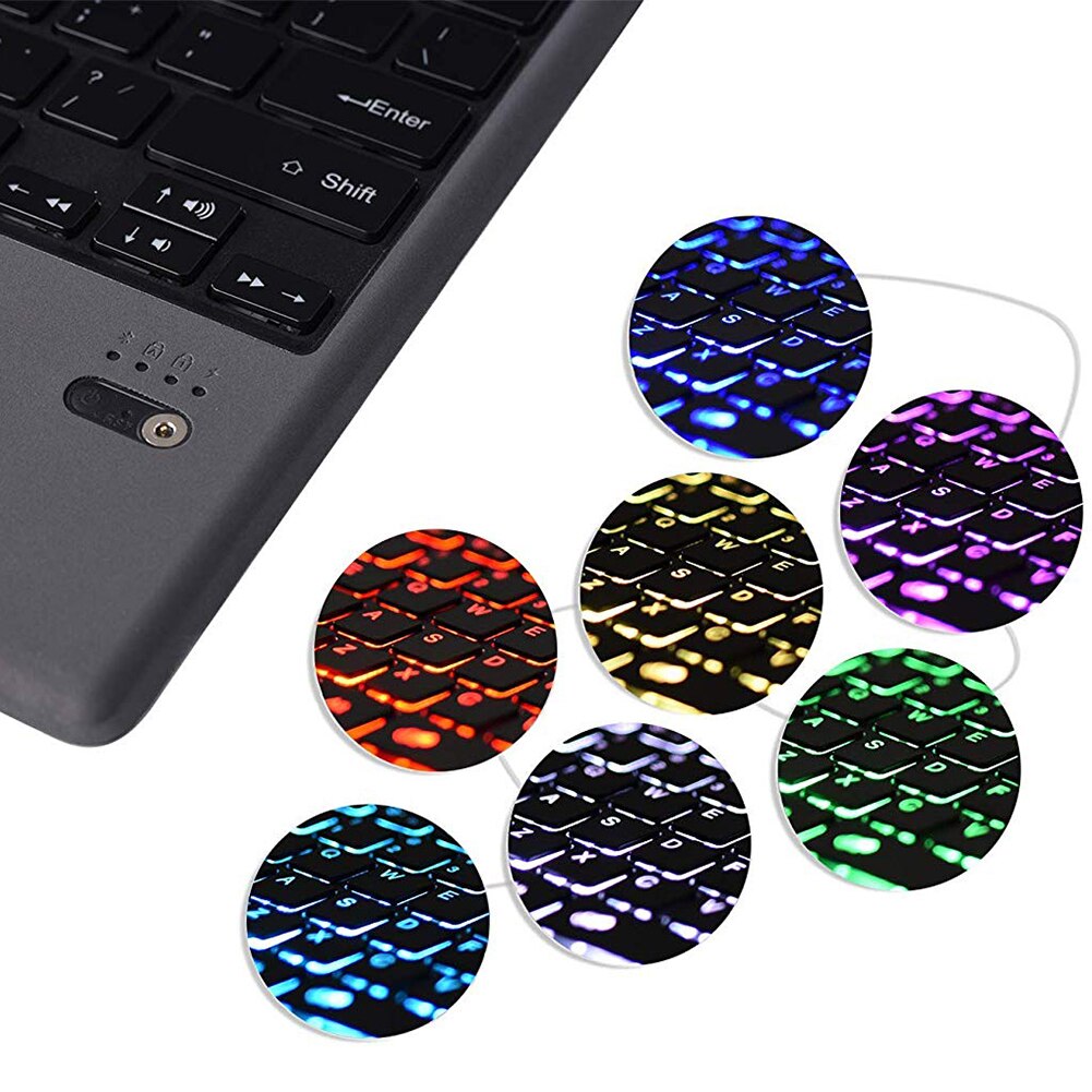 Draadloze Bluetooth Toetsenbord Magnetische Energiebesparende Toetsenbord Met 7 Kleuren Led Backlight Voor Surface Pro