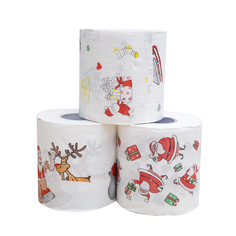 Joulukylpyhuoneen wc-paperi värillinen 2- -kerroksinen kuviopaperirullat joulukoristeet juhla-wc-paperi 100g/ rulla 10.5*10.5cm