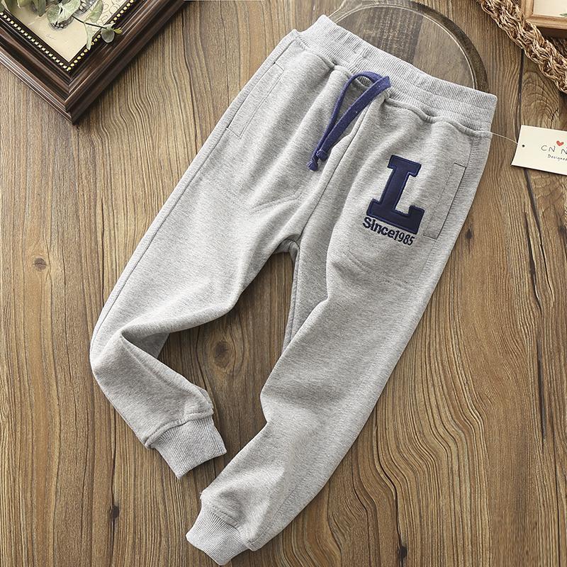 Børnebukser til drenge cargo bukser bogstaver efterår børnebukser afslappet børnetøj vinter teenagedrenge tøj til 4 6 8 12 14 år: Grå / 8