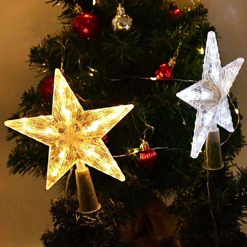 1 st 18/24.5cm julgran topp stjärna led ljus dekoration jul taklampa hem nattlampa dekor jul navidad