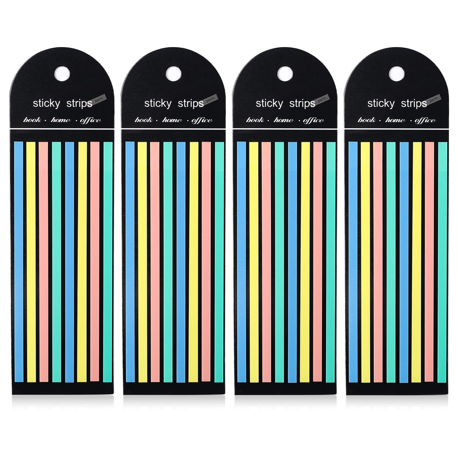 Pegatinas de índice de tiras largas multicolores, pestañas de índice grabables para anotaciones de libros, cinta resaltadora de macarrón para memoria de notas