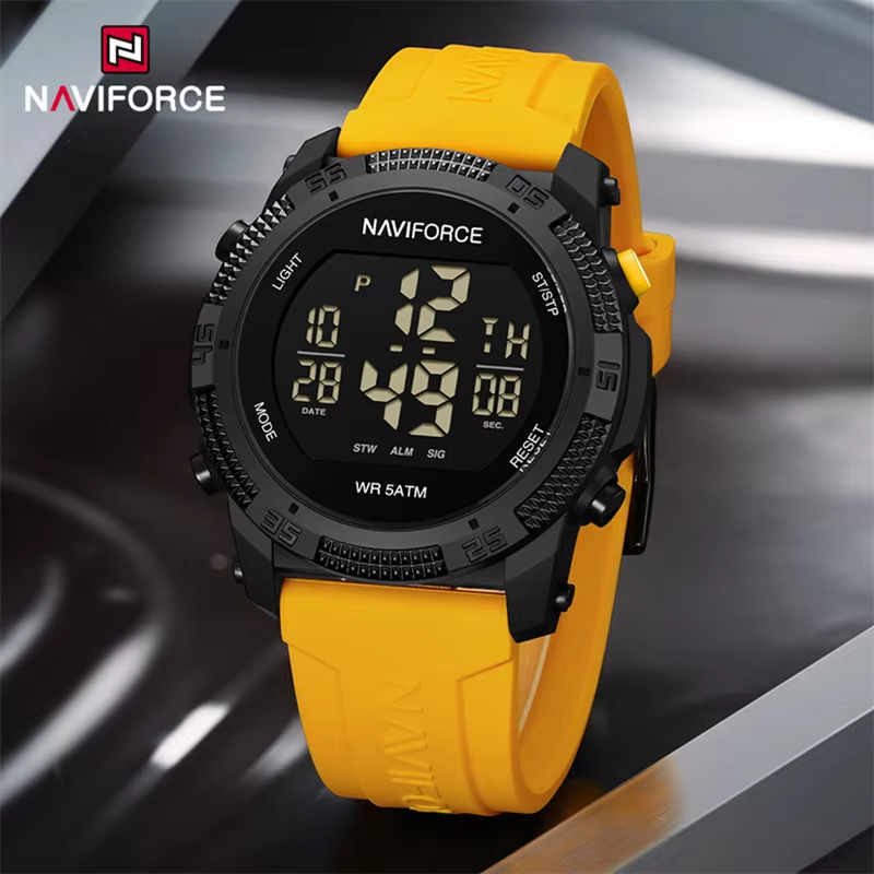 NAVIFORCE Brand Original Men Watch Water Resistant Personality Wristwatches Luxury Silicone Strap Electronic Clock