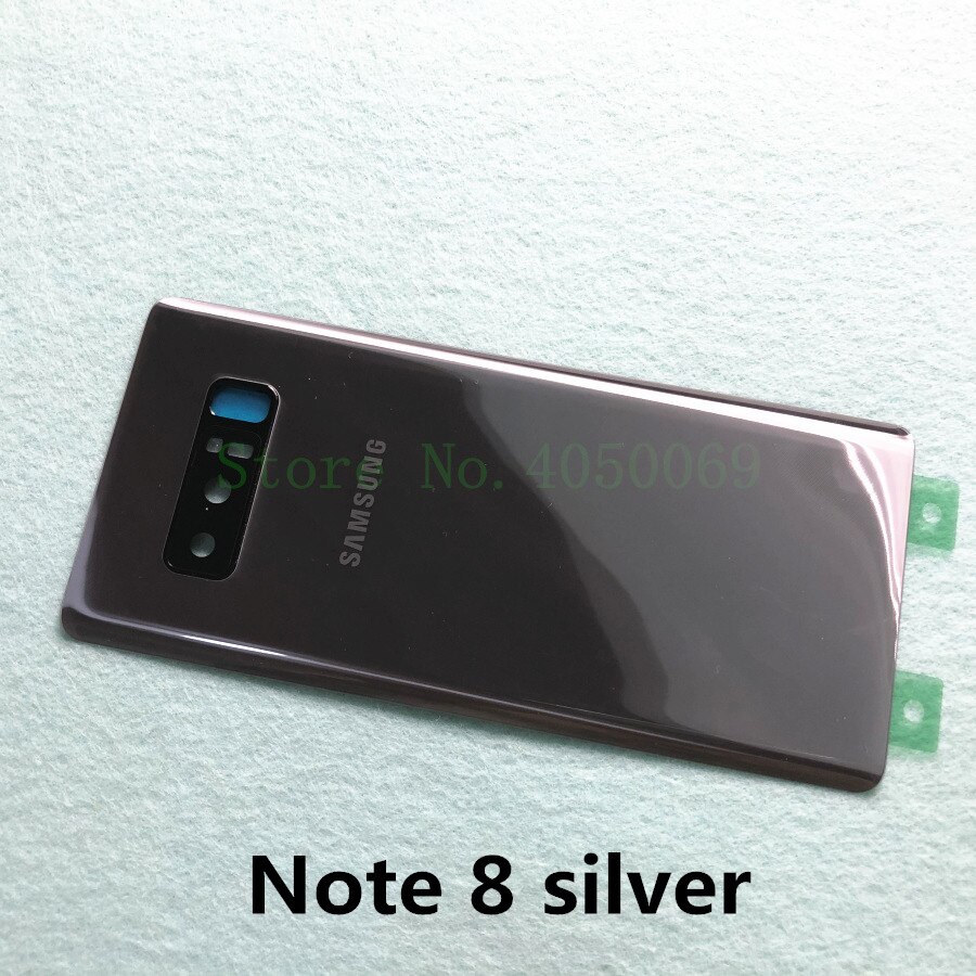 Samsung galaxy note 9 n960 sm-n960f note 8 n950 sm-n950f glass bak batterihus reparasjonsdeksel bakdør koffert erstatning: Note 8 sølv
