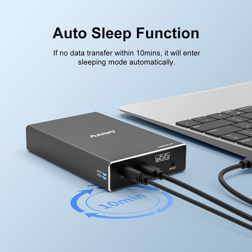 MAIWO Hard Drive Array Enclosure Dual-bay for 2.5 inch External HDD SSD Case RAID Array Type C 2.5" Dual Disk Array Enclosure