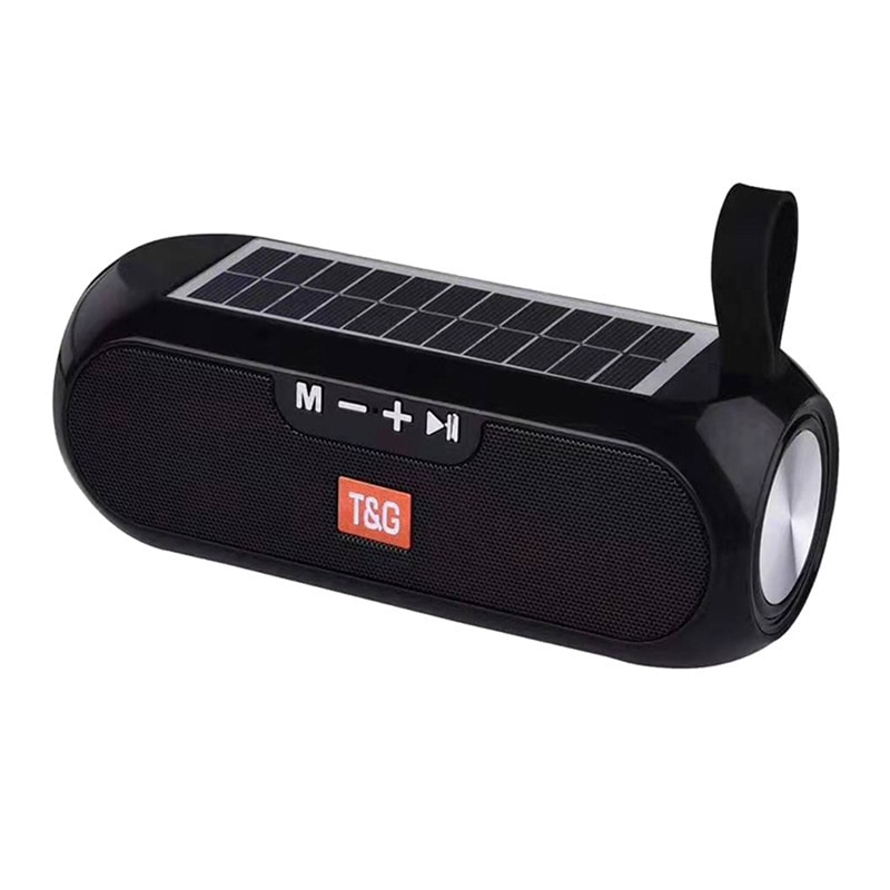 Bluetooth Speaker Draagbare Kolom Draadloze Stereo Muziek Box Solar Power Bank MP3 Luidspreker Outdoor Waterdichte Luidspreker: Black