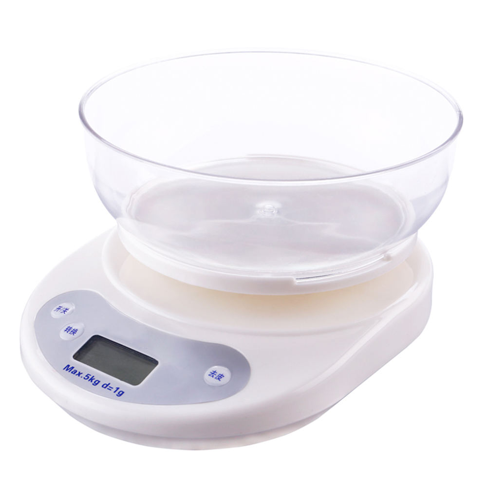 Electronic Digital 5kg/3kg /1g Kitchen Cooking Black/White With Bowl Weighing Scales Kitchen Scale High Precision Desktop Scale
