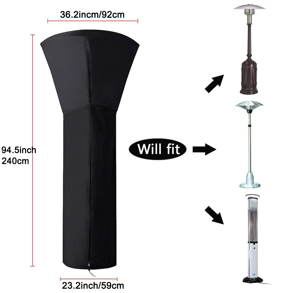 Patio Heater Cover Heavy Duty Waterproof Gas Pyramid Standup Outdoor Furniture Protector All-Purpose Covers With Zipper: D92x240cm
