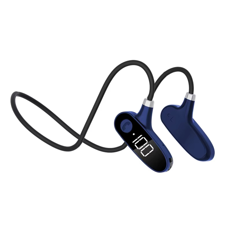 Auricolari a conduzione ossea  h18 auricolari tws impermeabili con display digitale auricolari sportivi wireless auricolari a conduzione ossea: Blu
