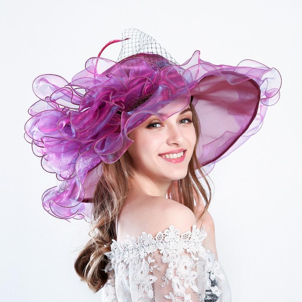 Wedding Hats For Bride Evening Organza Flower Sun Hat chapeau de mariage Wedding Accessories YSAN612