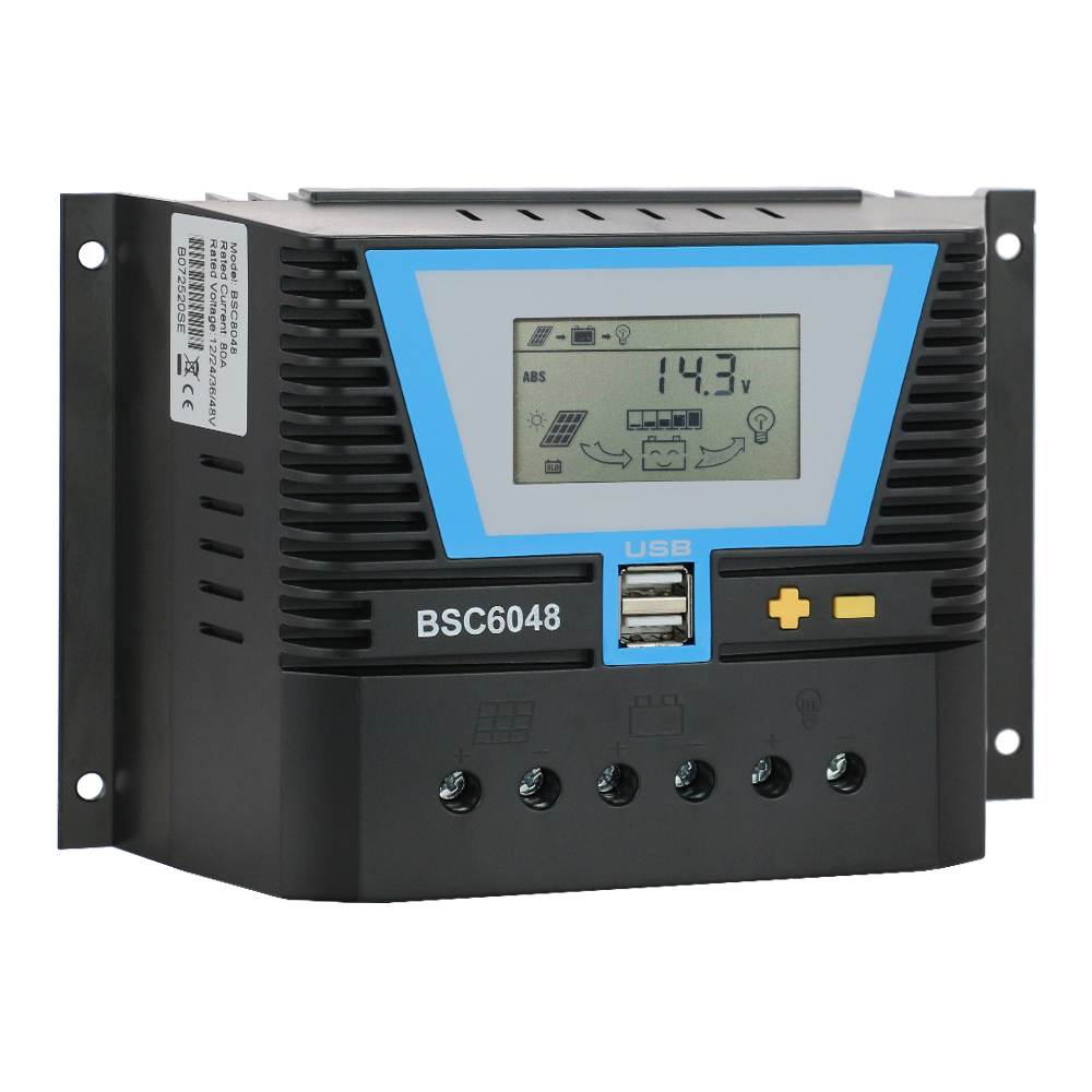 20A 30A 60A 80A PWM Solar Controller 12V 24V 36V 48V Backlight LCD Display Universal Solar Panel Charger System USB Controller
