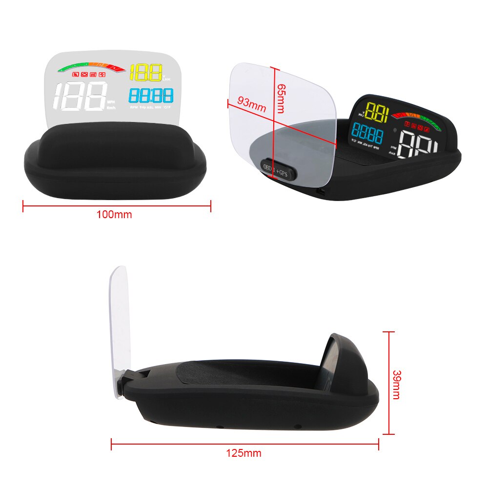 Universal-auto-gps-tachometer-projektor  c800 obd 2+ hud drehzahlmesser spannungsspiegel head-up-display wassertemperaturdetektor