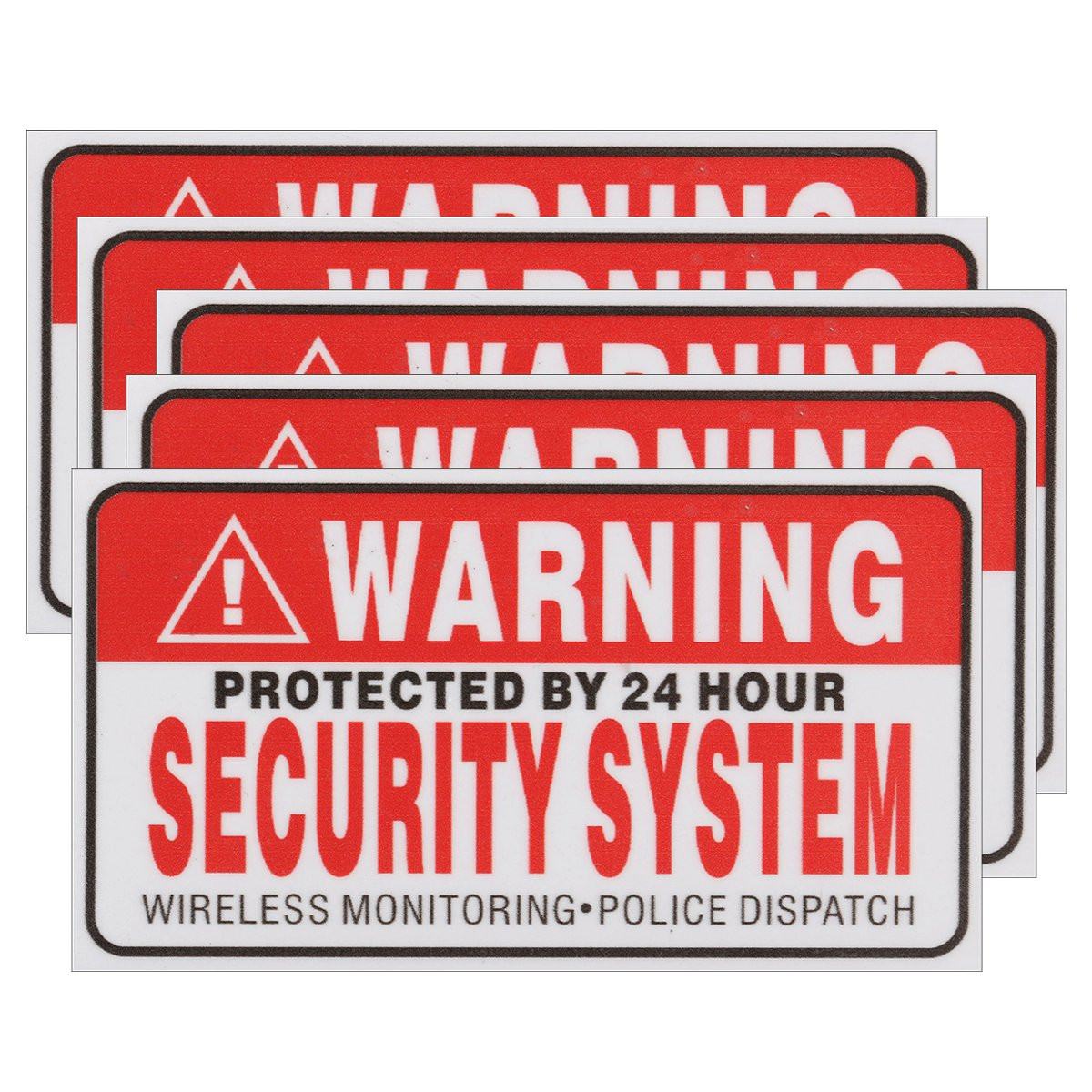5 Stks/set Waarschuwing Beschermd Door 24 Uur Beveiligingssysteem Stickers Saftey Alarm Borden Decal Waarschuwing Mark Business Waterdicht