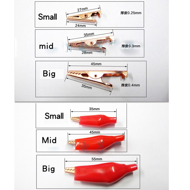 HIFIDIY LIVE 4Pcs/ sets Pure red copper Insulation Boot Metal Alligator Clip Electric Test crocodile clip big mid small A01~A03