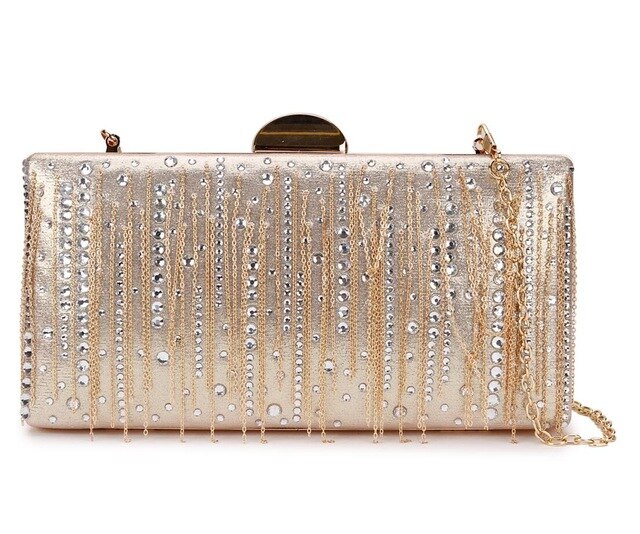 Luxus Quaste Diamant Pu Frauen Party Abend Tasche Kupplung Tasche Schulter Tasche Crossbody Mini Tasche Weibliche Handtasche Geldbörse: Gold