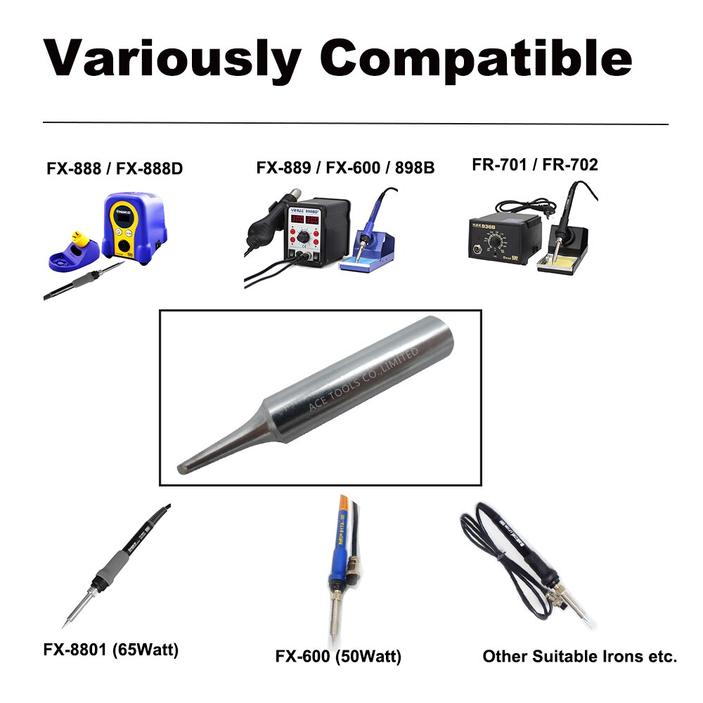 T18-CF15 Soldering Tip Bevel 1.5mm 0.059" Fit HAKKO FX-888 FX-888D FX-8801 FX-600 Lead Free Iron Bit Nozzle Pencil Wedling