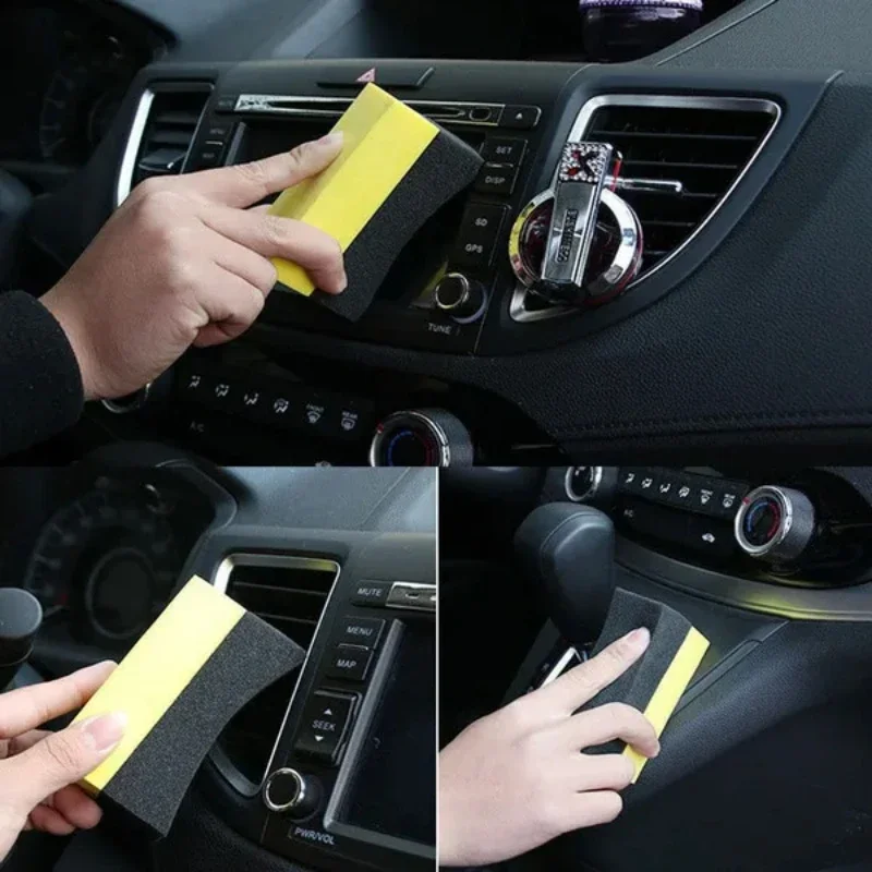 Esponja para encerar y pulir ruedas de coche, almohadilla de esponja de succión de agua, 10x6x4cm, cepillos para neumáticos, detalles automáticos, cepillo azul para ruedas de lavado de coches, 1/3 Uds.