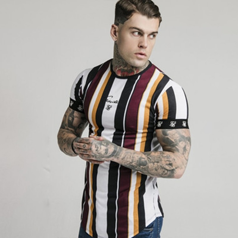 Camiseta SikSilk de seda para hombre, camiseta de seda con cuello redondo, divertidas camisetas cortas para hombre, camisetas Sik Silk