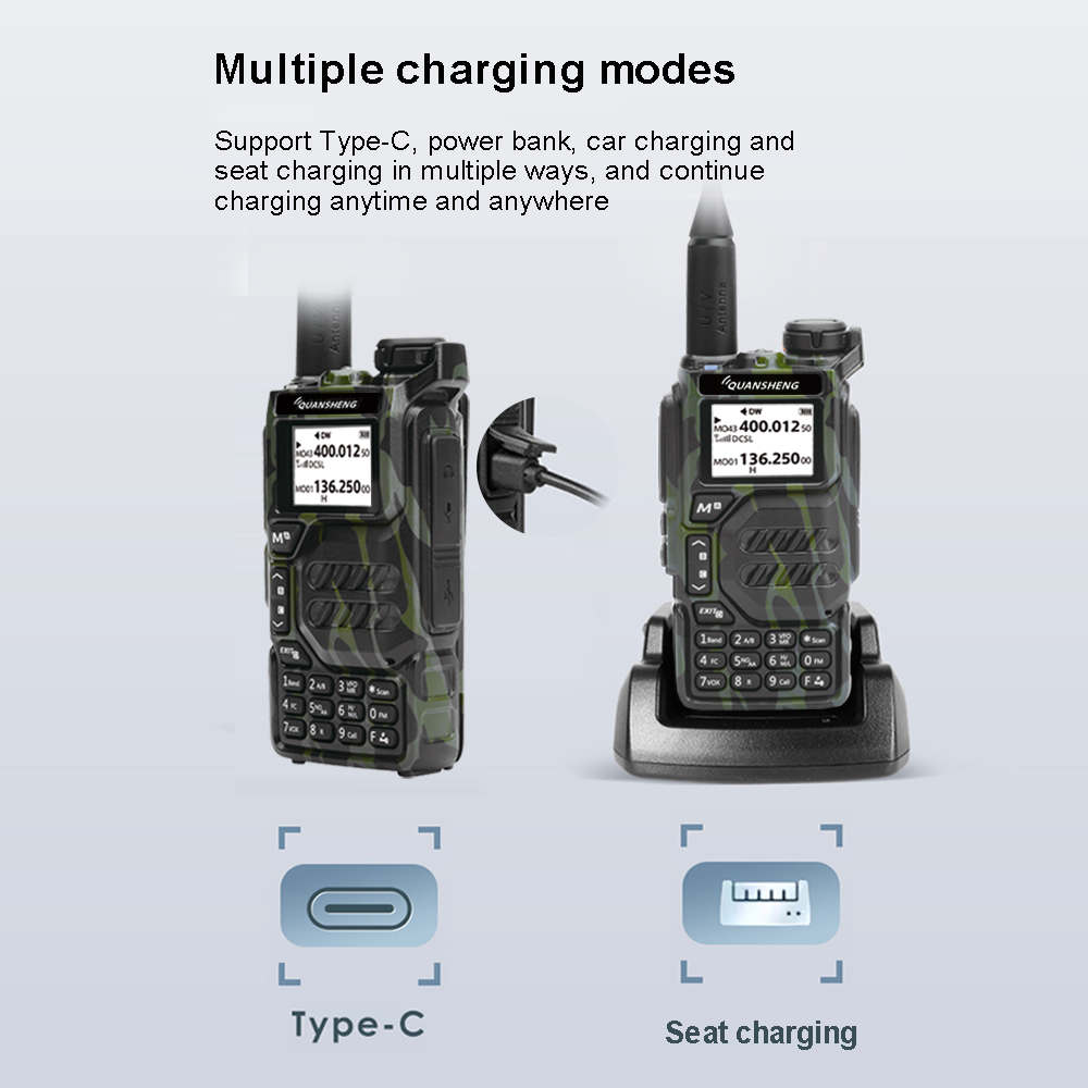 QuanSheng UV K5 Radio 50-600MHz RX Walkie Talkie VHFUHF 136-174MHz 400-470MHz RX TX Both DTMF VOX FM Air Band Wireless Freq Copy