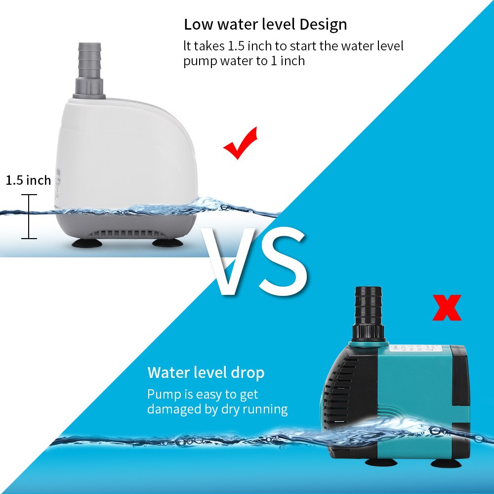 Dränkbar vattenpump fontän ultratyst pump filter fiskdamm akvarium vattenpump akvarium pump 5w/8w/15w/25w