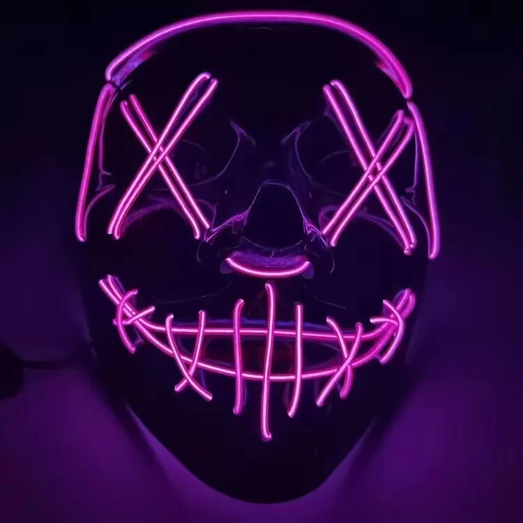 Halloween-fest led-lysende svart v-formet maske daglig kaldt lys halloween-skrekkmaske spøkelsesfestival spøkelsesdans lysende maske: Hvit