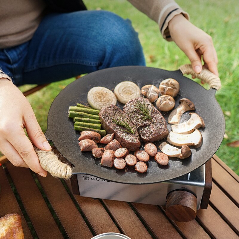 BBQ Outdoor camping barbecue plate Korean barbecue plate gas induction cooker with frying pan grill plate barbecue supplies