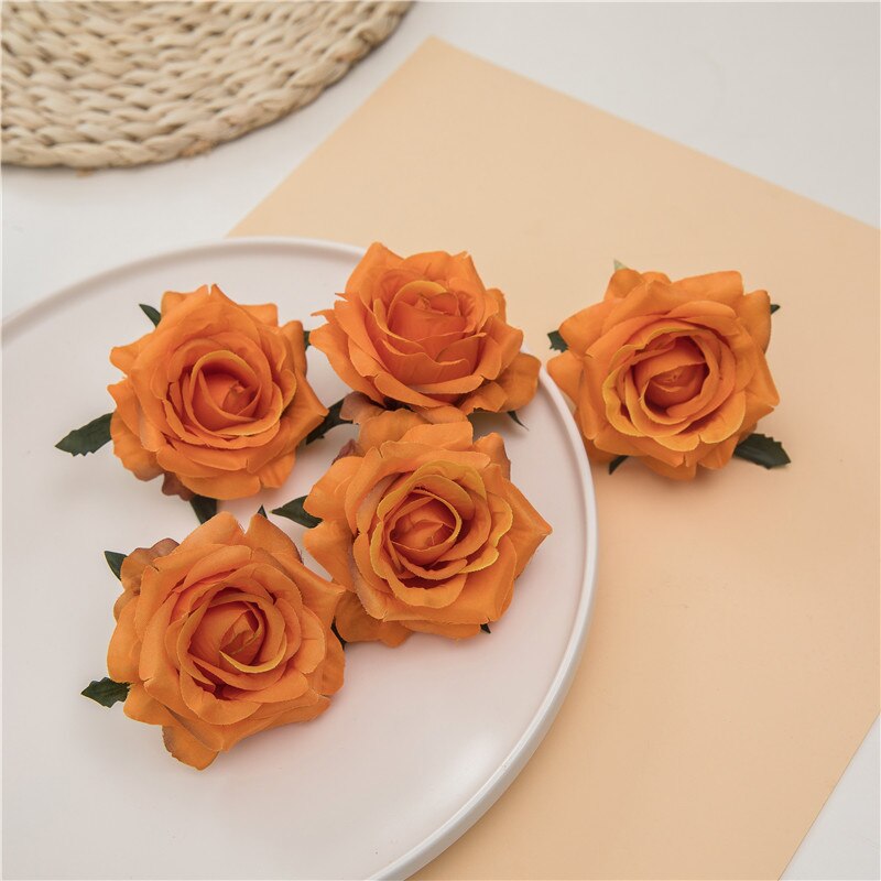 50 stk/parti kunstige rosen blomsterhoved 7cm europæiske retro silkeblomst bryllup blomster væg blomster fest hjemme dekorativ: 9