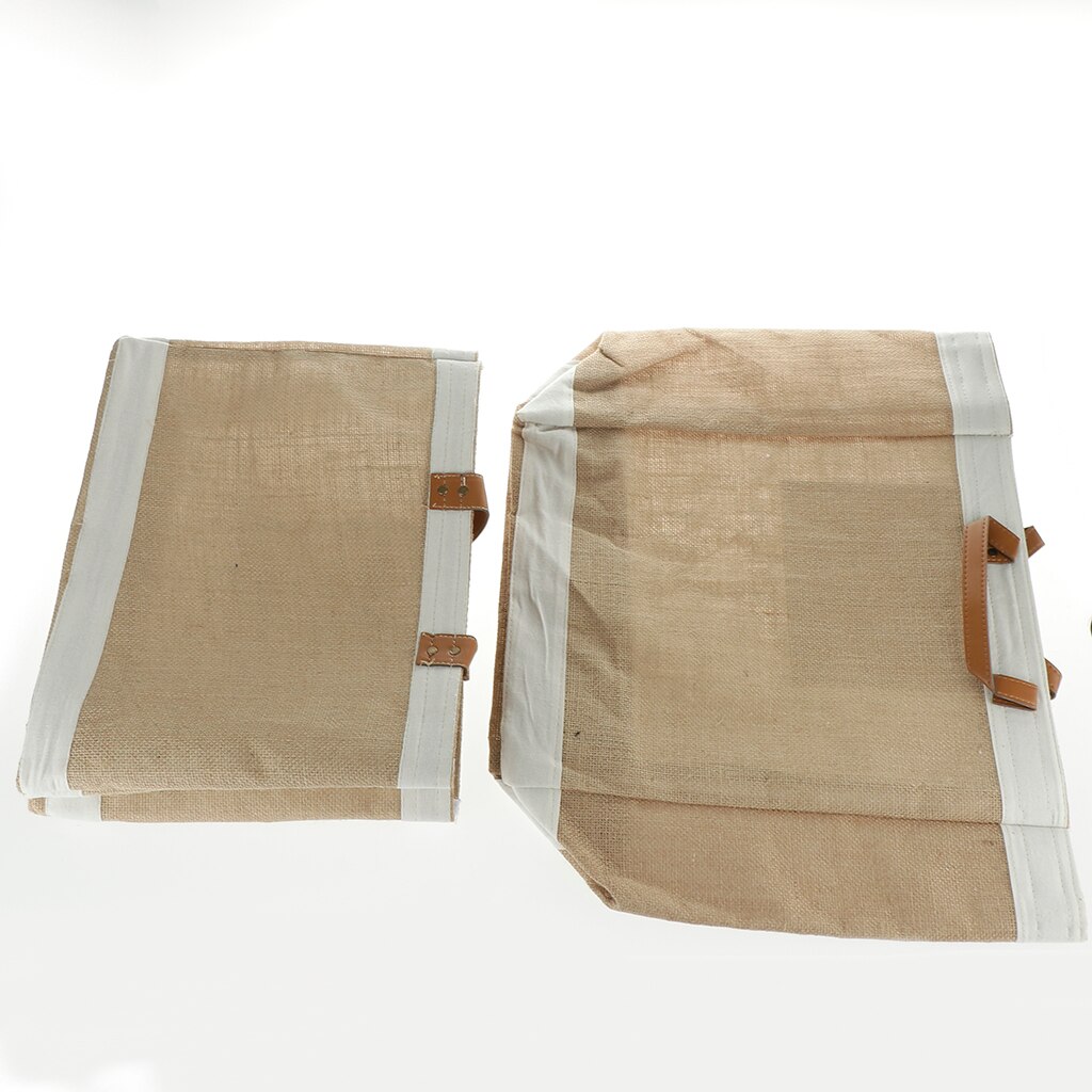 Reusable Grocery Shopping Bags – Large Collapsible Boxes With Leather Handle Made of Waterproof Jute Fabric S L