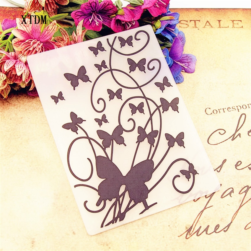 Plast fjell sommerfugl mal håndverk kort lage papir kort album bryllup dekorasjon scrapbooking preging mapper