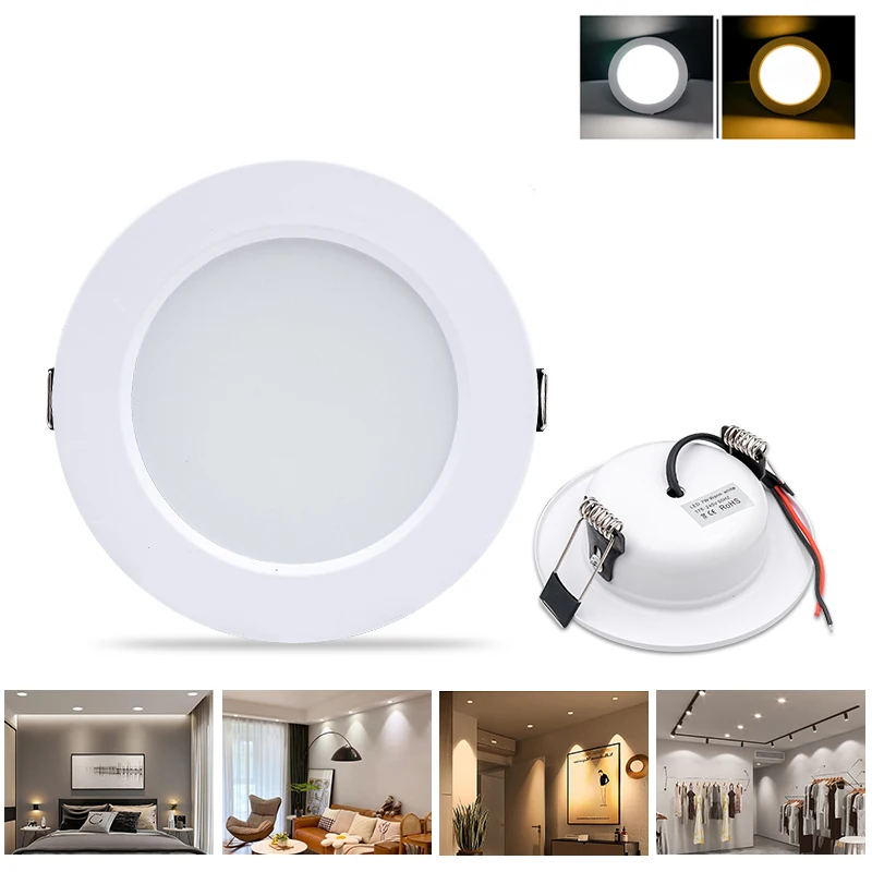 10pcs/lot LED Downlight 5W 9W 12W 15W 18W Recessed Round Led Ceiling Lamp AC110V 220V DC12V 24V Indoor Lighting Warm/Cold White