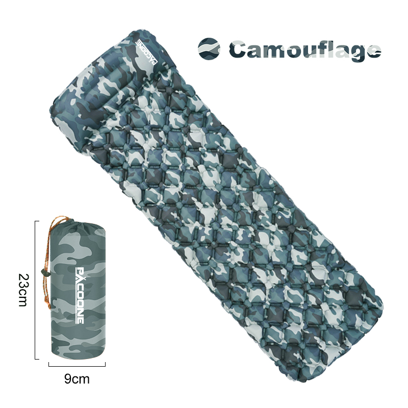 Pacoone Outdoor Isomatte Camping aufblasbare Matratze eingebaute Pumpe ultraleichte Luftkissen Reise matte mit Kopfstütze für Trave: MULTI