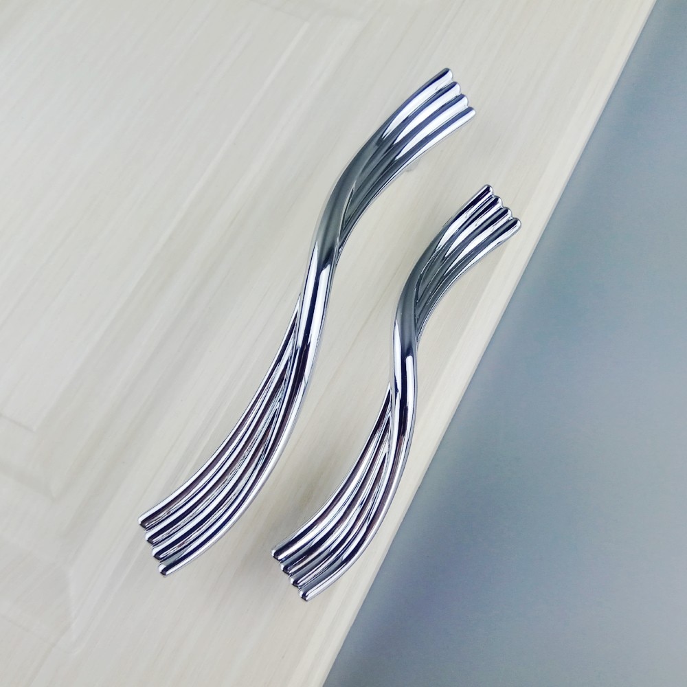 Moderne krom møbler hardware håndtag køkkenskabe skydedørsknapper skuffe garderobe skab kommode push pulls håndtag