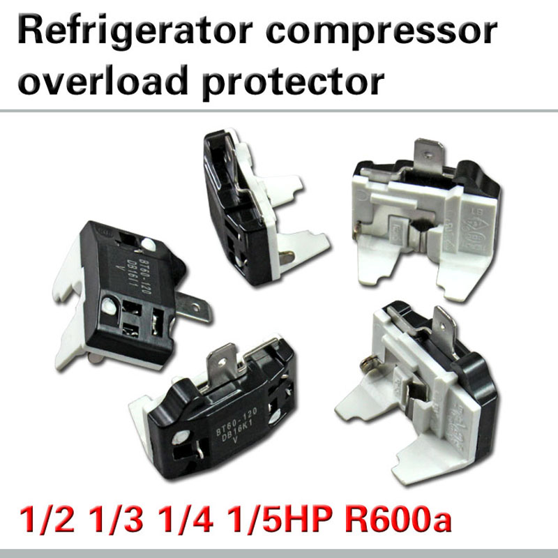 1/3HP Freezer Overload Protector Refrigerator Overheating Overload Protection Overcurrent Protector Compressor Accessory