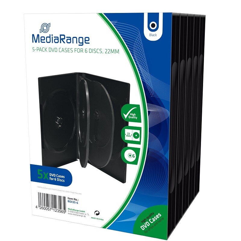 MEDIARANGE CAJA DVD PARA 6 DISCOS PACK 5 UDS